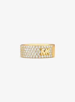 Anel com incrustações em prata de lei banhada a metal precioso Mott | Michael Kors [PT]