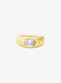 Anel de sinete em zircónia cúbica banhado a metal precioso | Michael Kors [PT]