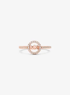 Anel do logótipo de metal precioso banhado a prata de lei | Michael Kors [PT]