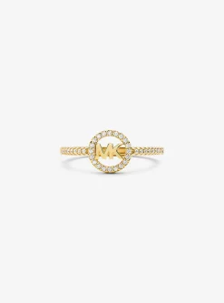Anel do logótipo de metal precioso banhado a prata de lei | Michael Kors [PT]