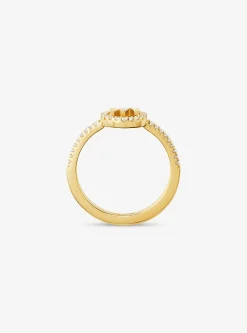 Anel do logótipo de metal precioso banhado a prata de lei | Michael Kors [PT]