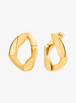 Argolas de elos achatados em latão banhado a metal precioso | Michael Kors [PT]