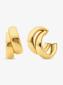 Argolas duplas em latão banhado a metal precioso grandes | Michael Kors [PT]