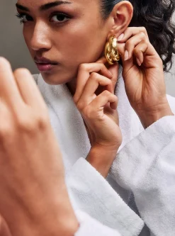 Argolas duplas em latão banhado a metal precioso grandes | Michael Kors [PT]