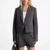 Blazer curto em lã tropical elástica desfiada | Michael Kors [PT]