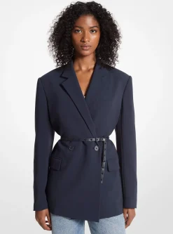 Blazer de trespasse em crepe com cinto | Michael Kors [PT]