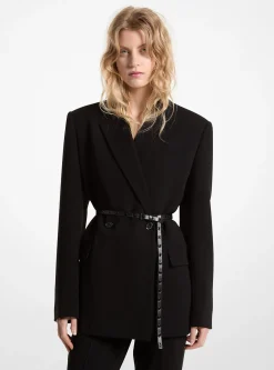 Blazer de trespasse em crepe com cinto | Michael Kors [PT]