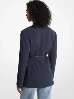 Blazer de trespasse em crepe com cinto | Michael Kors [PT]