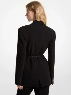 Blazer de trespasse em crepe com cinto | Michael Kors [PT]