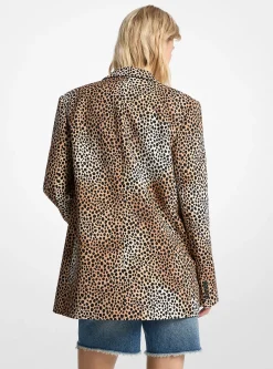 Blazer em crepe elástico com estampado de leopardo | Michael Kors [PT]