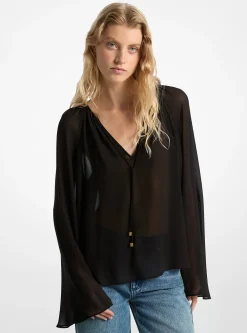 Blusa com decote em V em georgette | Michael Kors [PT]