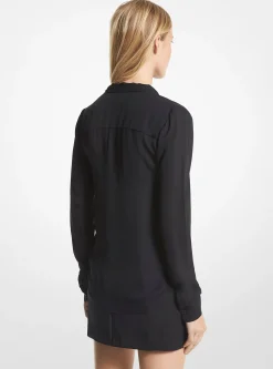 Blusa com gola com laçada em mistura de viscose | Michael Kors [PT]