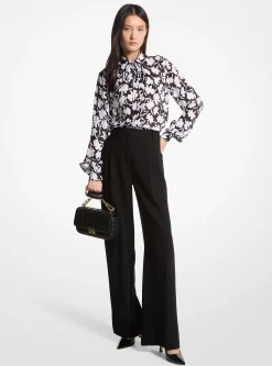 Blusa com laçada em georgette floral Shadow | Michael Kors [PT]