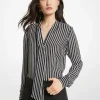 Blusa com laçada em georgette às riscas | Michael Kors [PT]