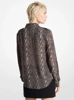 Blusa em georgette com estampado de cobra | Michael Kors [PT]