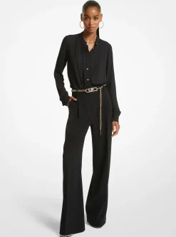 Blusa plissada em georgette com folhos | Michael Kors [PT]