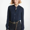 Blusa plissada em georgette com folhos | Michael Kors [PT]