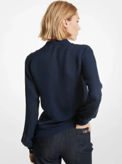 Blusa plissada em georgette com folhos | Michael Kors [PT]