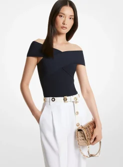 Body cruzado de mala elástica canelada | Michael Kors [PT]