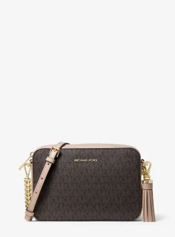 Bolsa a tiracolo de pele com logótipo Ginny média | Michael Kors [PT]