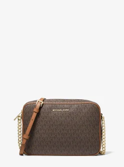 Bolsa a tiracolo de pele com logótipo Jet Set grande | Michael Kors [PT]