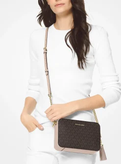 Bolsa a tiracolo de pele com logótipo Ginny média | Michael Kors [PT]