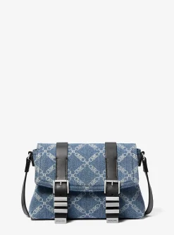 Bolsa a tiracolo em ganga com losangos em jaquard Darrington Empire mini | Michael Kors [PT]