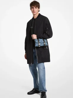 Bolsa a tiracolo em ganga com losangos em jaquard Darrington Empire mini | Michael Kors [PT]