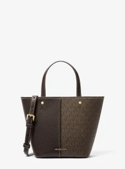 Bolsa a tiracolo em pele granulada e com logótipo exclusivo Flora média | Michael Kors [PT]