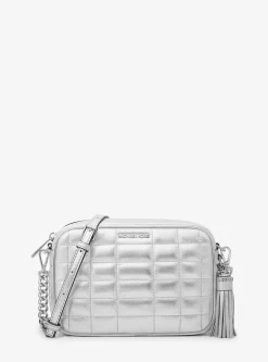 Bolsa a tiracolo em pele metalizada acolchoada Jet Set média | Michael Kors [PT]