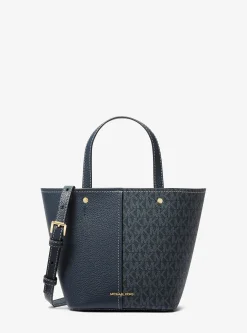 Bolsa a tiracolo em pele granulada e com logótipo exclusivo Flora média | Michael Kors [PT]