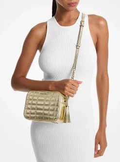 Bolsa a tiracolo em pele metalizada acolchoada Jet Set média | Michael Kors [PT]