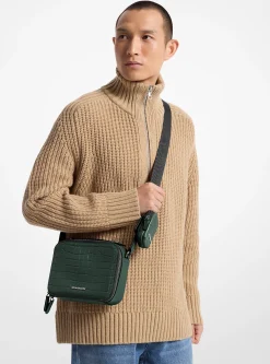 Bolsa a tiracolo em pele com motivo de crocodilo em relevo Hudson | Michael Kors [PT]