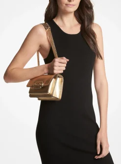 Bolsa a tiracolo em pele metalizada Heather extrapequena | Michael Kors [PT]