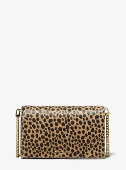 Bolsa a tiracolo em pelo de bezerro com estampado de leopardo Jet Set média | Michael Kors [PT]