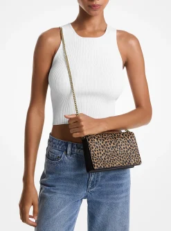 Bolsa a tiracolo em pelo de bezerro com estampado de leopardo Jet Set média | Michael Kors [PT]