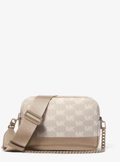 Bolsa a tiracolo para câmara em pele e jacquard com o logótipo em dois tons Bryant média | Michael Kors [PT]