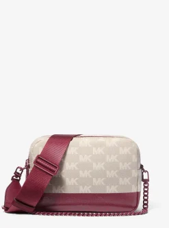 Bolsa a tiracolo para câmara em pele e jacquard com o logótipo em dois tons Bryant média | Michael Kors [PT]