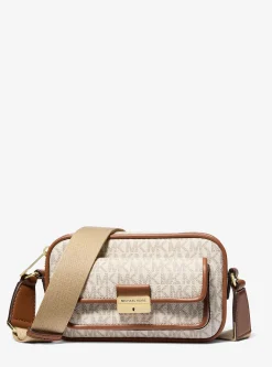 Bolsa a tiracolo para câmara com logótipo exclusivo metalizada Bradshaw extrapequena | Michael Kors [PT]