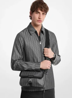 Bolsa messenger com logótipo MK2000 em jacquard Eli média | Michael Kors [PT]