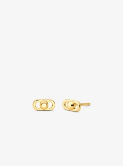 Brincos com elos em prata de lei banhada a metal precioso Astor extra pequenos | Michael Kors [PT]
