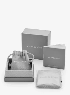 Brincos curtos em forma de coração com incrustações em prata de lei banhados a metais preciosos | Michael Kors [PT]