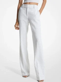 Calças bootcut em crepe elástico adornado com cristais | Michael Kors [PT]
