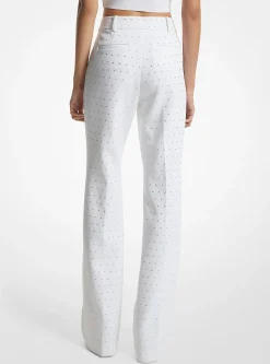 Calças bootcut em crepe elástico adornado com cristais | Michael Kors [PT]