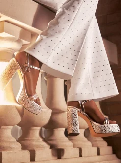 Calças bootcut em crepe elástico adornado com cristais | Michael Kors [PT]