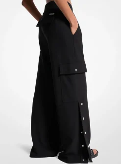 Calças cargo de perna larga em crepe elástico | Michael Kors [PT]
