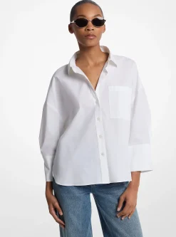 Camisa de popelina de algodão com elasticidade | Michael Kors [PT]