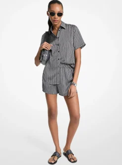 Camisa descontraída em cetim com estampado do logótipo MK2000 | Michael Kors [PT]