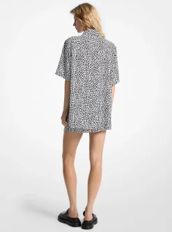 Camisa descontraída em cetim com estampado de leopardo | Michael Kors [PT]