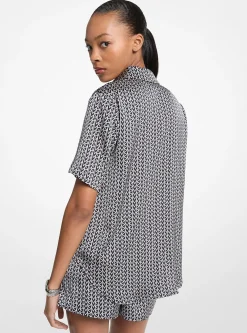 Camisa descontraída em cetim com estampado do logótipo MK2000 | Michael Kors [PT]